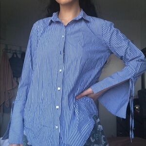 Loft Striped Button-up Blouse